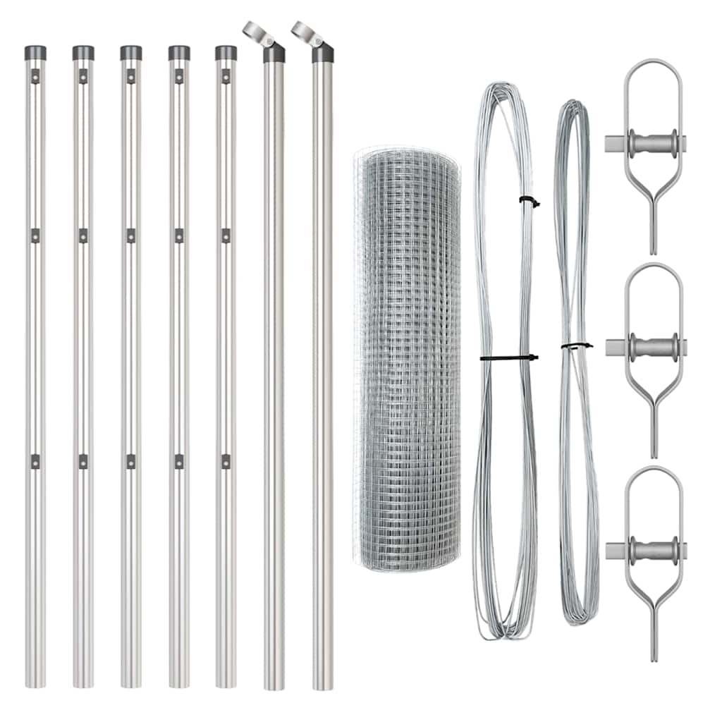 Stâlp de gard. Argintiu 10 x 0,5 m (rulou de plasă 19 x 19 mm)