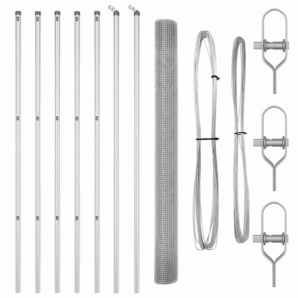Stâlp de gard. Argintiu 10 x 1,5 m (plasă de 16 x 16 mm) Oțel