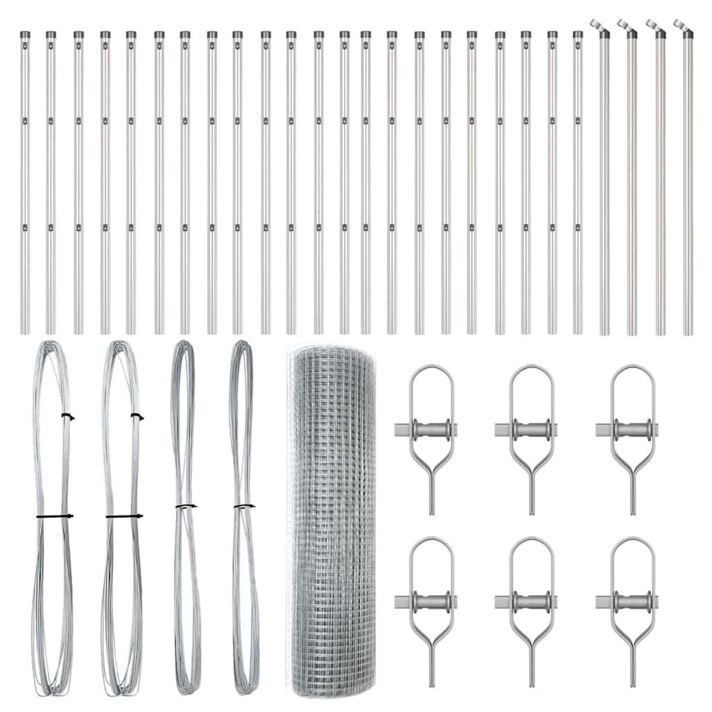 Stâlp de gard. Argintiu 50 x 0,8 m (plasă 19 x 19 mm) Oțel