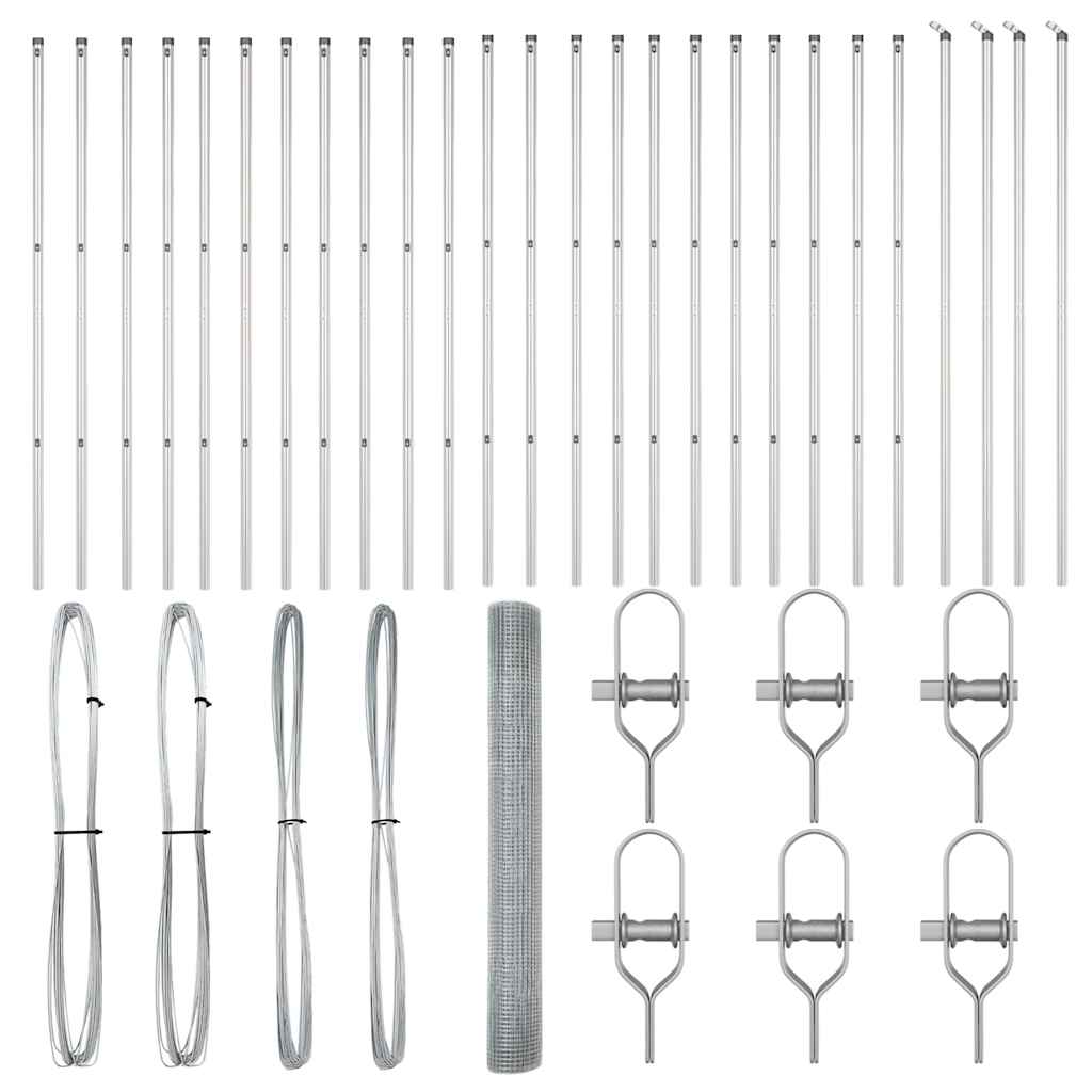 Stâlp de gard. Argintiu 50 x 1,4 m (plasă 25 x 25 mm) Oțel