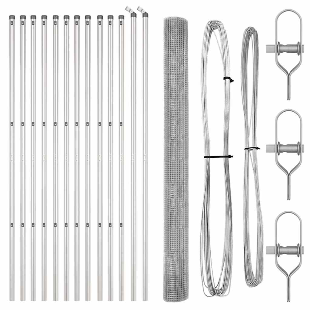 Stâlp de gard. Argintiu 50 x 1,5 m ( plasă 12 x 12 mm) Oțel