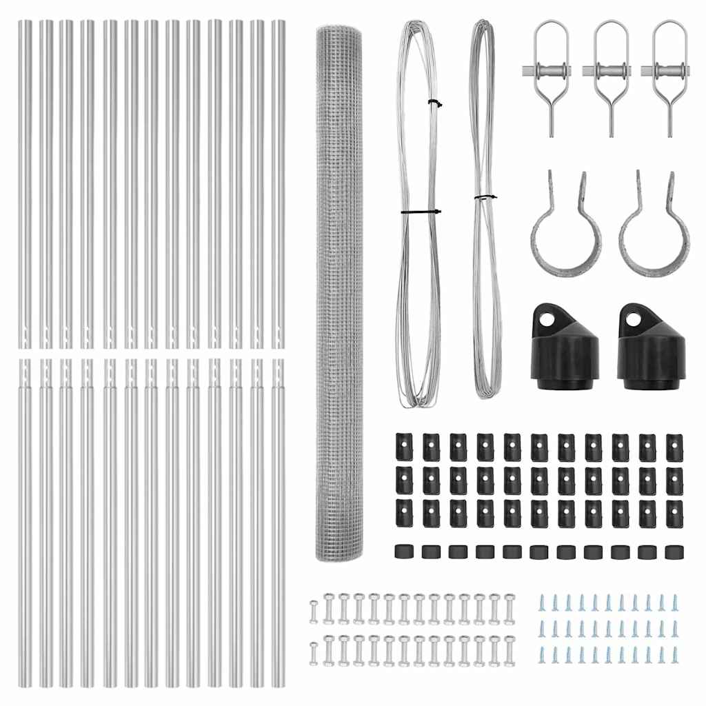 Stâlp de gard. Argintiu 50 x 1,5 m ( plasă 12 x 12 mm) Oțel