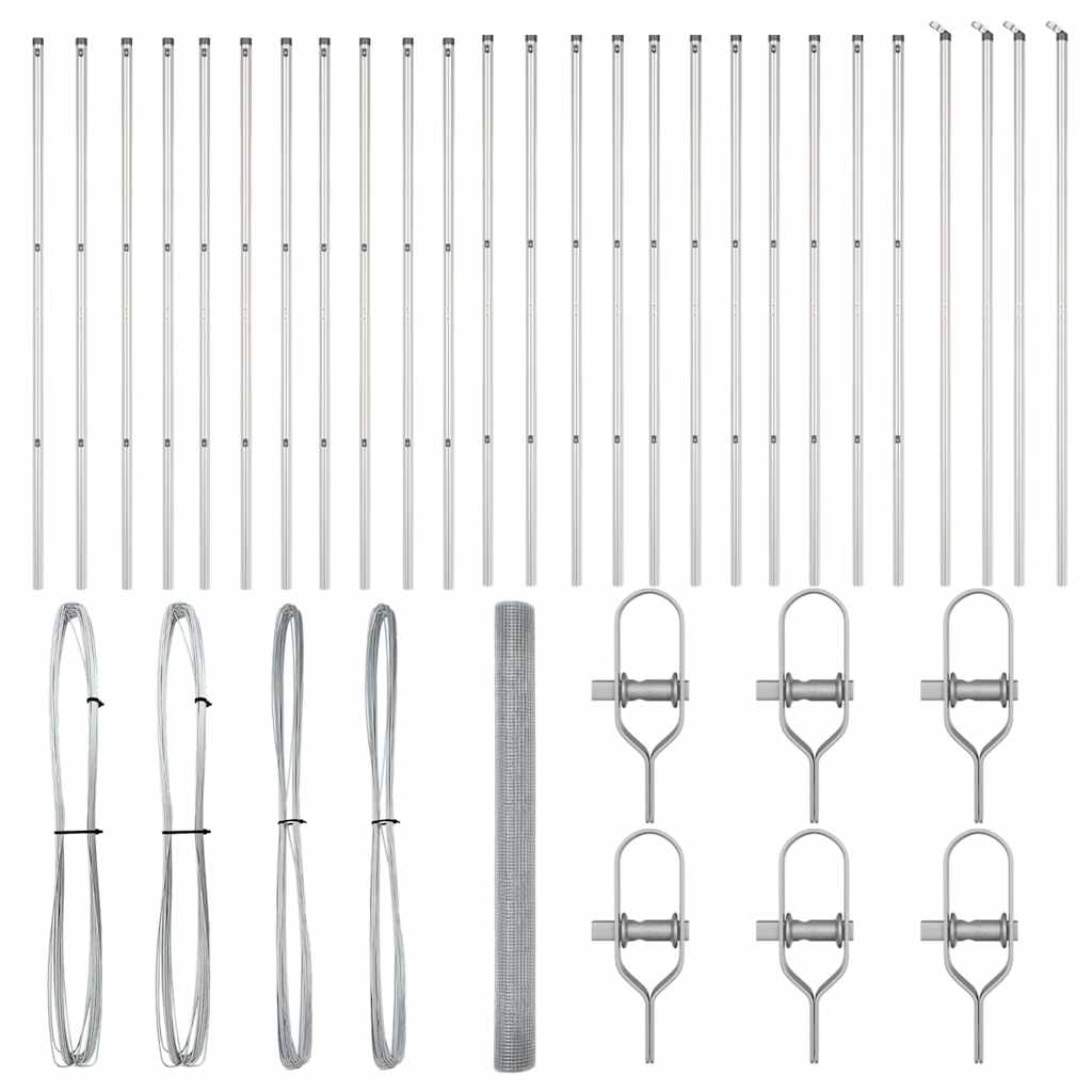 Stâlp de gard. Argintiu 50 x 1,5 m (plasă 16 x 16 mm) Oțel