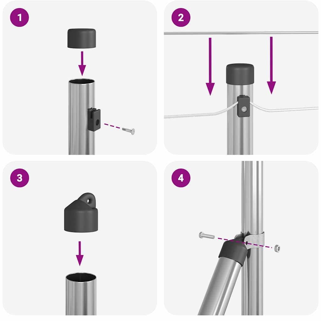 Stâlp de gard. Argintiu 100 x 0,5 m (plasă 19 x 19 mm) Oțel