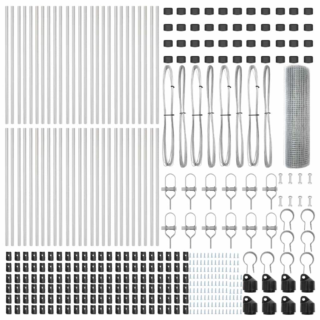Stâlp de gard. Argintiu 100 x 0,6 m (plasă de 16 x 16 mm) Oțel