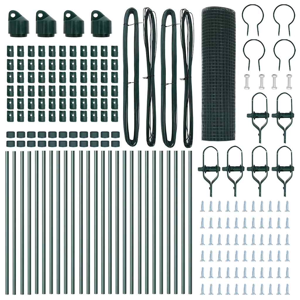 Stâlp de gard. Verde 50 x 0,4 m (plasă 12 x 12 mm) Oțel și PVC