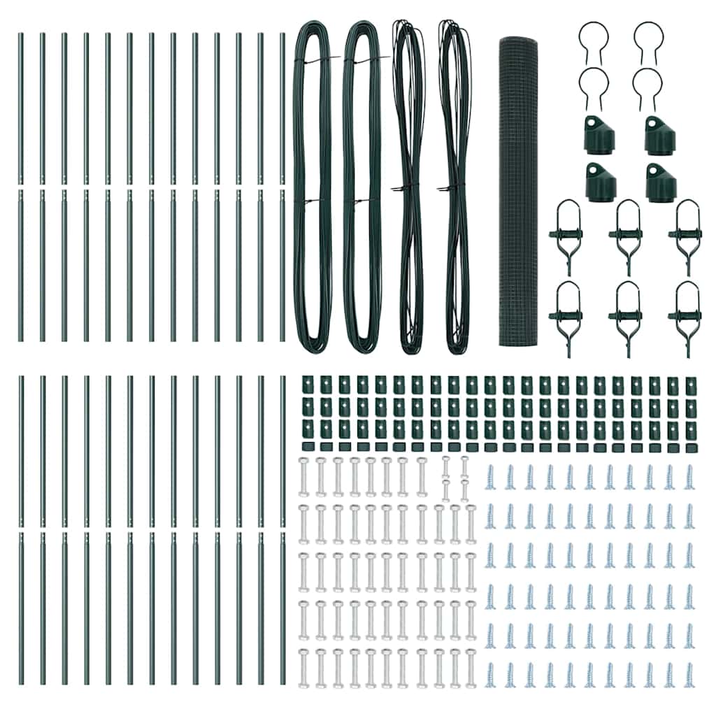 Stâlp de gard. Verde 50 x 1 m (plasă 16 x 16 mm) Oțel și PVC