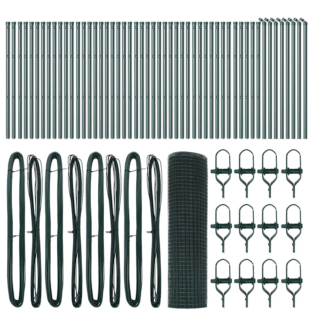 Stâlp de gard. Verde 100 x 0,4 m (plasă 19 x 19 mm) Oțel și PVC