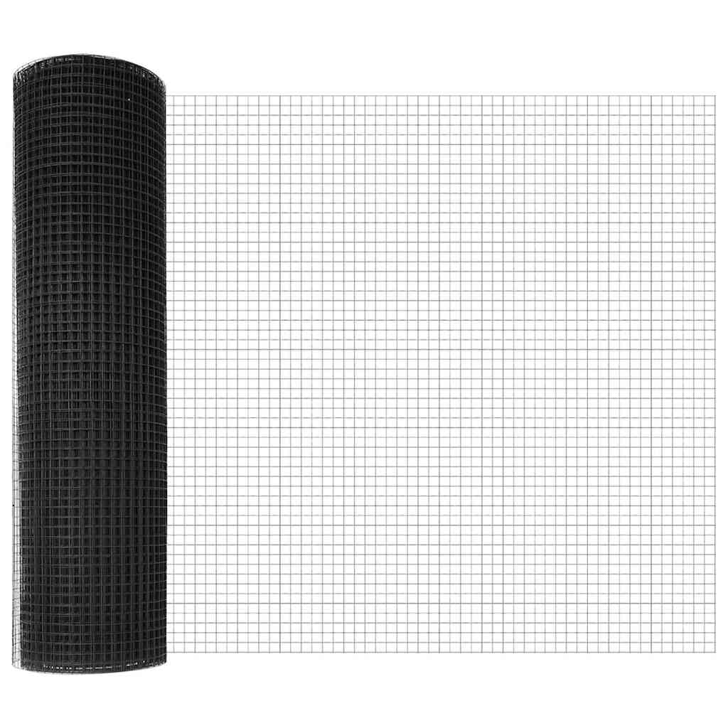 Stâlp de gard. Gri 10 x 0,8 m (16 x 16 mm plasă) Oțel și PVC