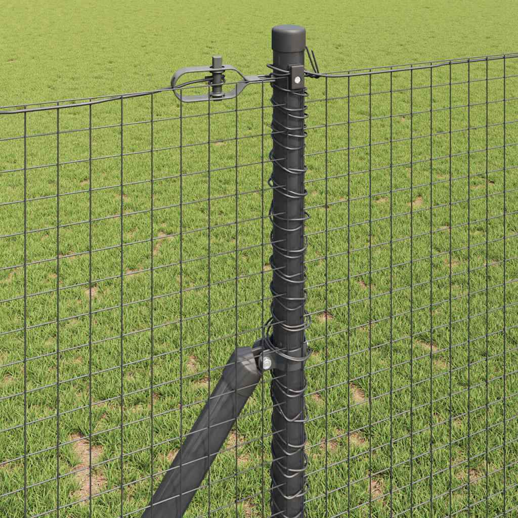 Stâlp de gard. Gri 10 x 1,2 m (25 x 25 mm plasă) Oțel și PVC