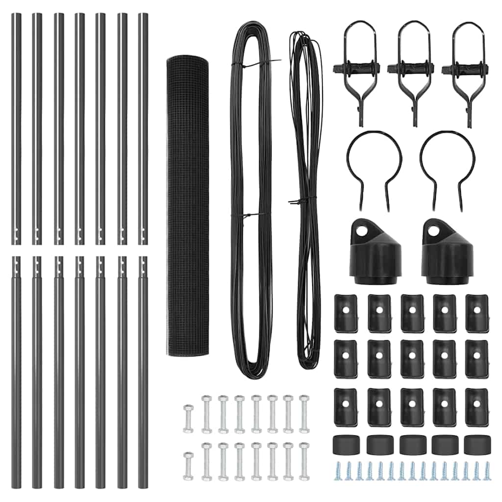 Stâlp de gard. Gri 10 x 1,2 m (25 x 25 mm plasă) Oțel și PVC