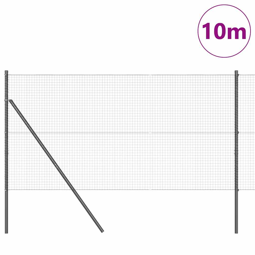 Stâlp de gard. Gri 10 x 1,2 m (25 x 25 mm plasă) Oțel și PVC