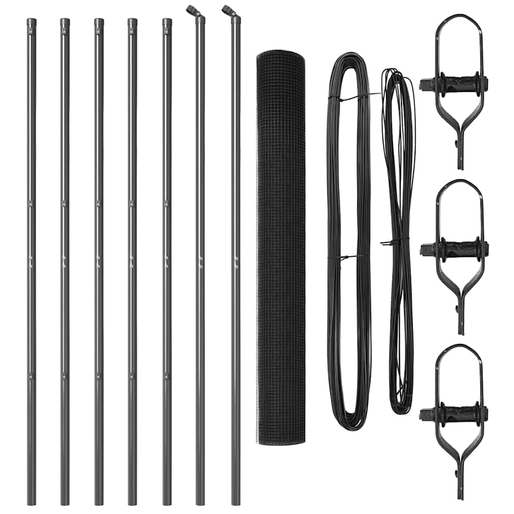 Stâlp de gard. Gri 10 x 1,4 m (plasă 19 x 19 mm) Oțel și PVC