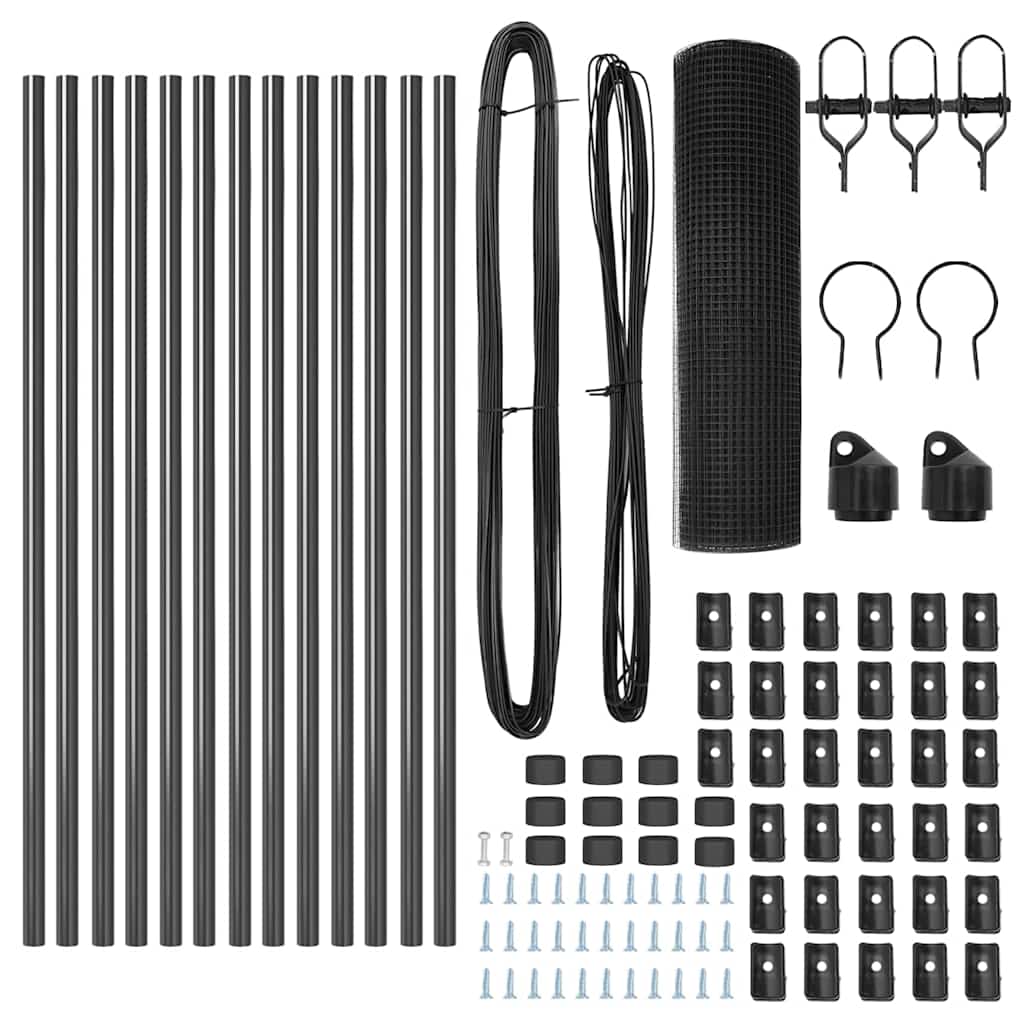 Stâlp de gard. Gri 25 x 0,5 m (plasă de 12 x 12 mm) Oțel