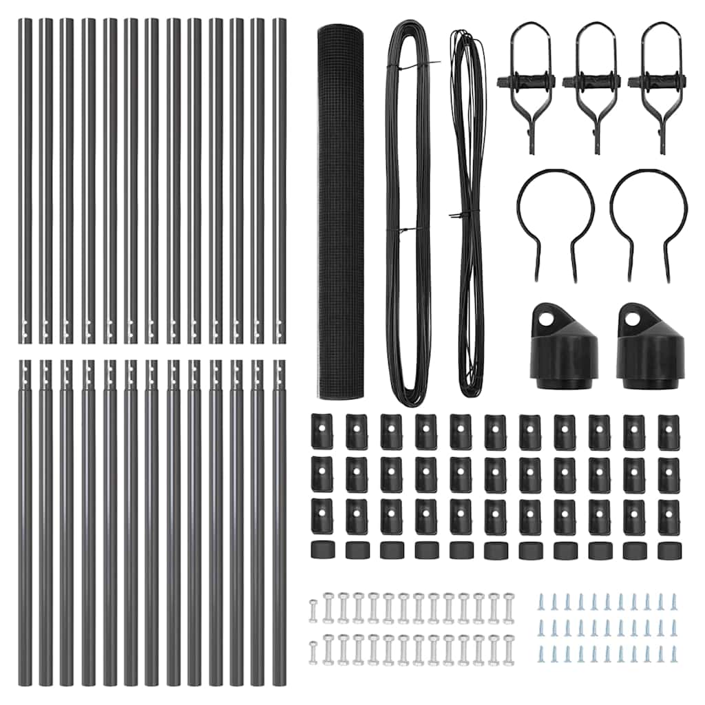 Stâlp de gard. Gri 25 x 1,4 m (împăturire 16 x 16 mm)