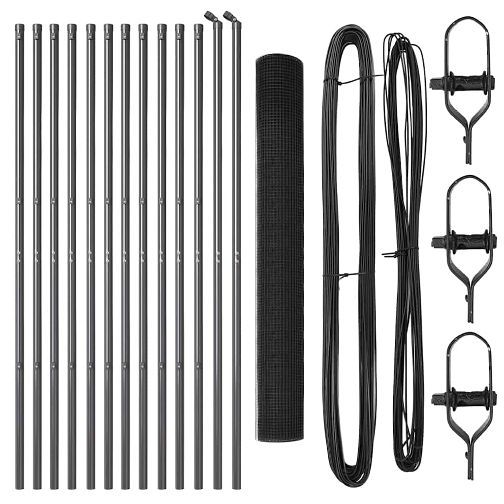 Stâlp de gard. Gri 25 x 1,4 m (rulou de 19 x 19 mm) Oțel și PVC