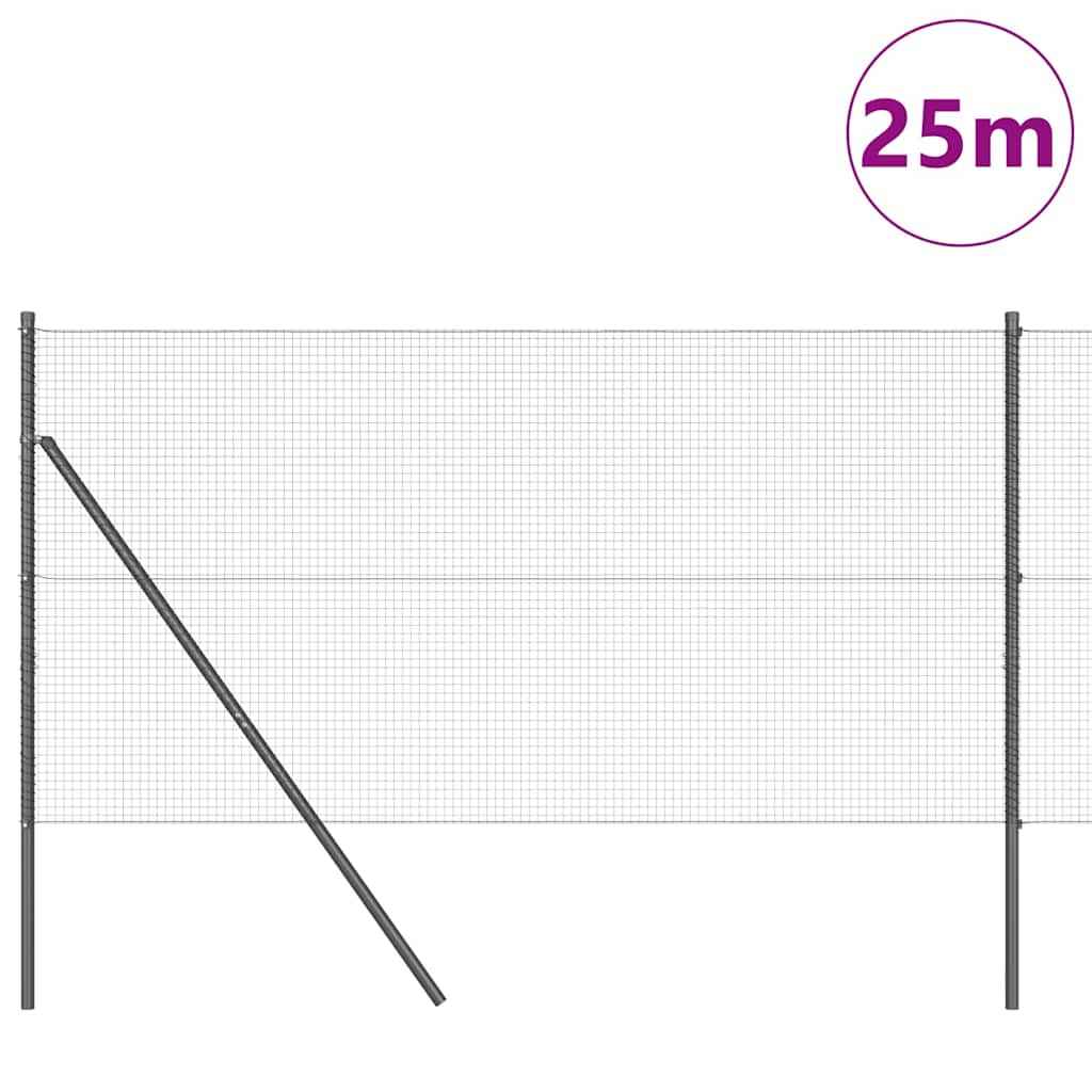 Stâlp de gard. Gri 25 x 1,4 m (rulou de 19 x 19 mm) Oțel și PVC