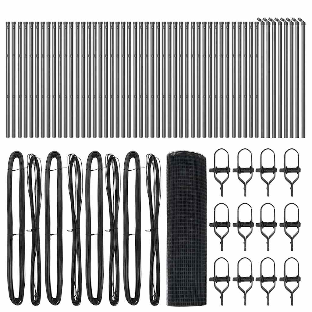 Stâlp de gard. Gri 100 x 0,8 m (plasă de 19 x 19 mm)