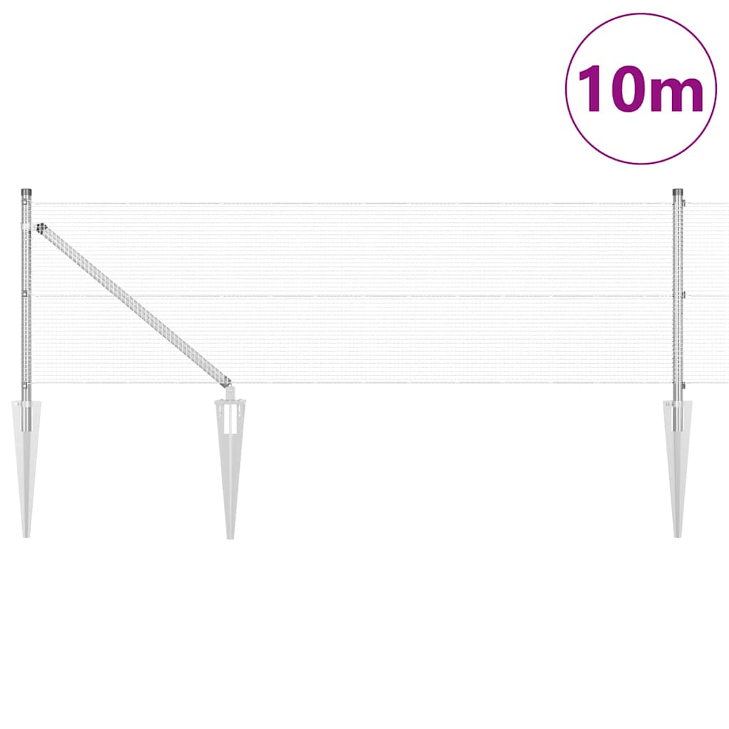 Stâlp de gard. Argintiu 10 x 0,8 m (12 x 12 mm plasă) Oțel