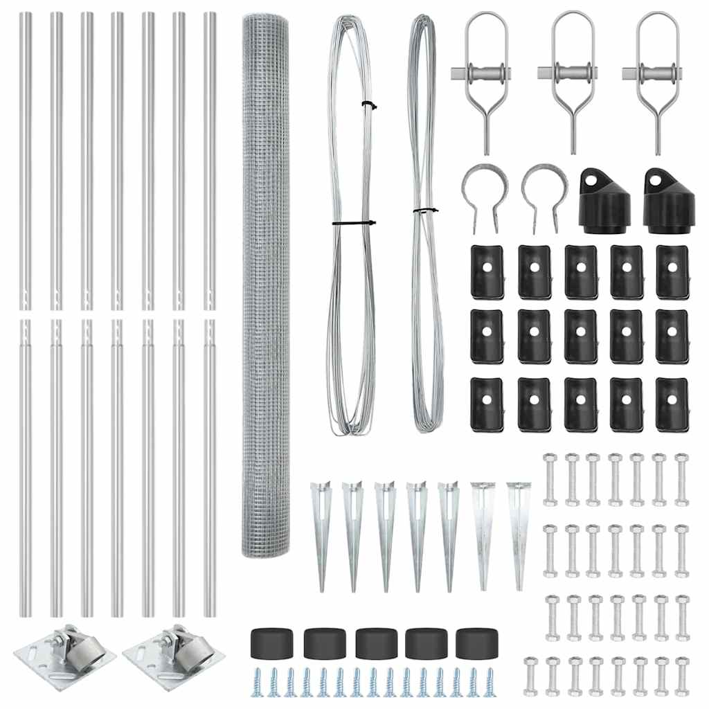 Stâlp de gard. Argintiu 10 x 1,6 m (plasă 16 x 16 mm) Oțel