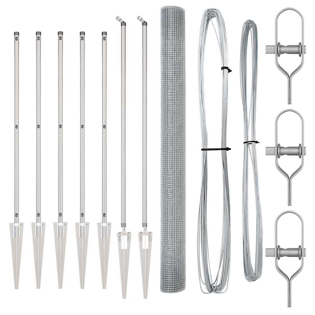 Stâlp de gard. Argintiu 10 x 1,6 m (plasă de 25 x 25 mm) Oțel