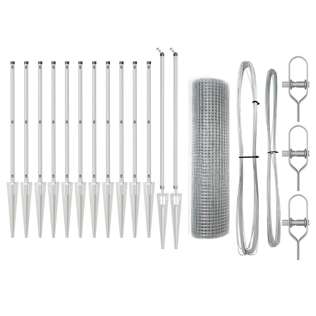 Stâlp de gard. Argintiu 25 x 0,6 m (plasă de 12 x 12 mm) Oțel