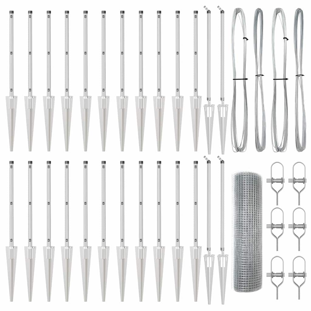 Stâlp de gard. Argintiu 50 x 0,6 m (16 x 16 mm plasă) Oțel