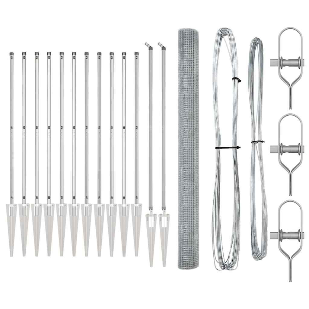 Stâlp de gard. Argintiu 50 x 1,5 m ( plasă 12 x 12 mm) Oțel