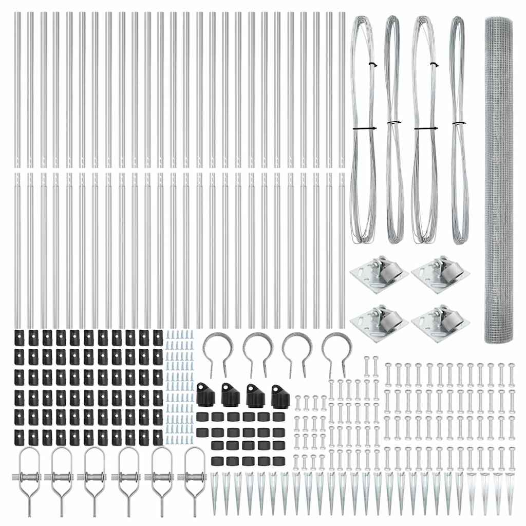 Stâlp de gard. Argintiu 50 x 1,5 m (plasă 16 x 16 mm) Oțel