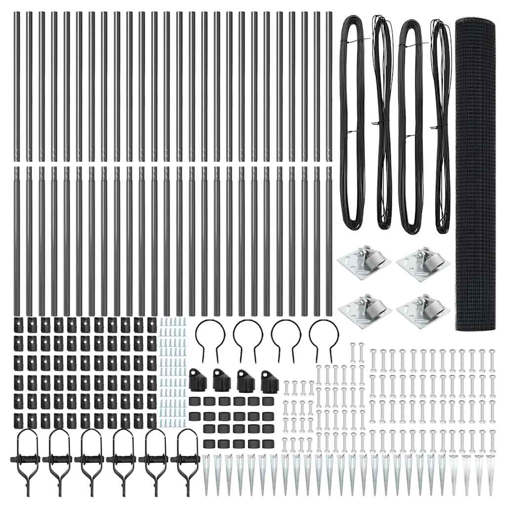 Stâlp de gard. Gri 50 x 1,2 m (plasă 19 x 19 mm) Oțel și PVC