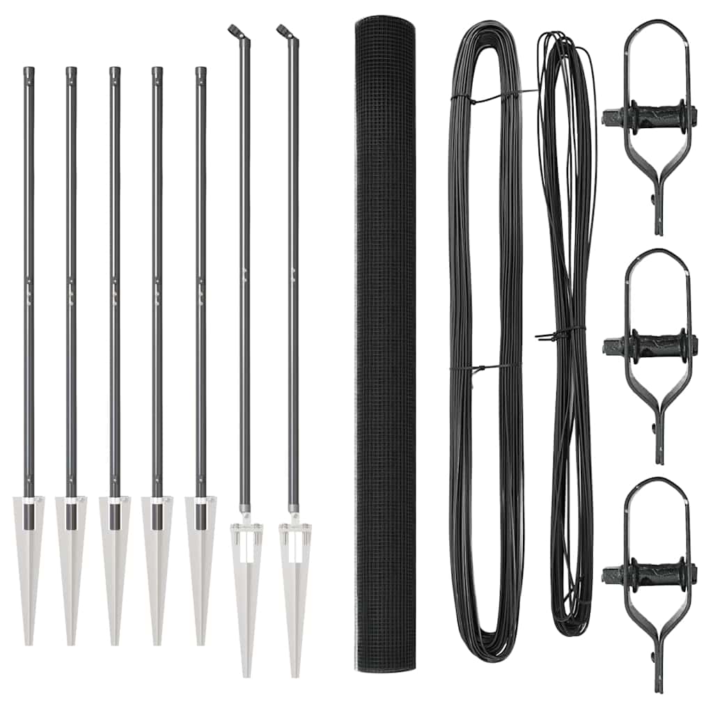 Stâlp de gard. Gri 50 x 1,5 m (plasă 16 x 16 mm) Oțel și PVC