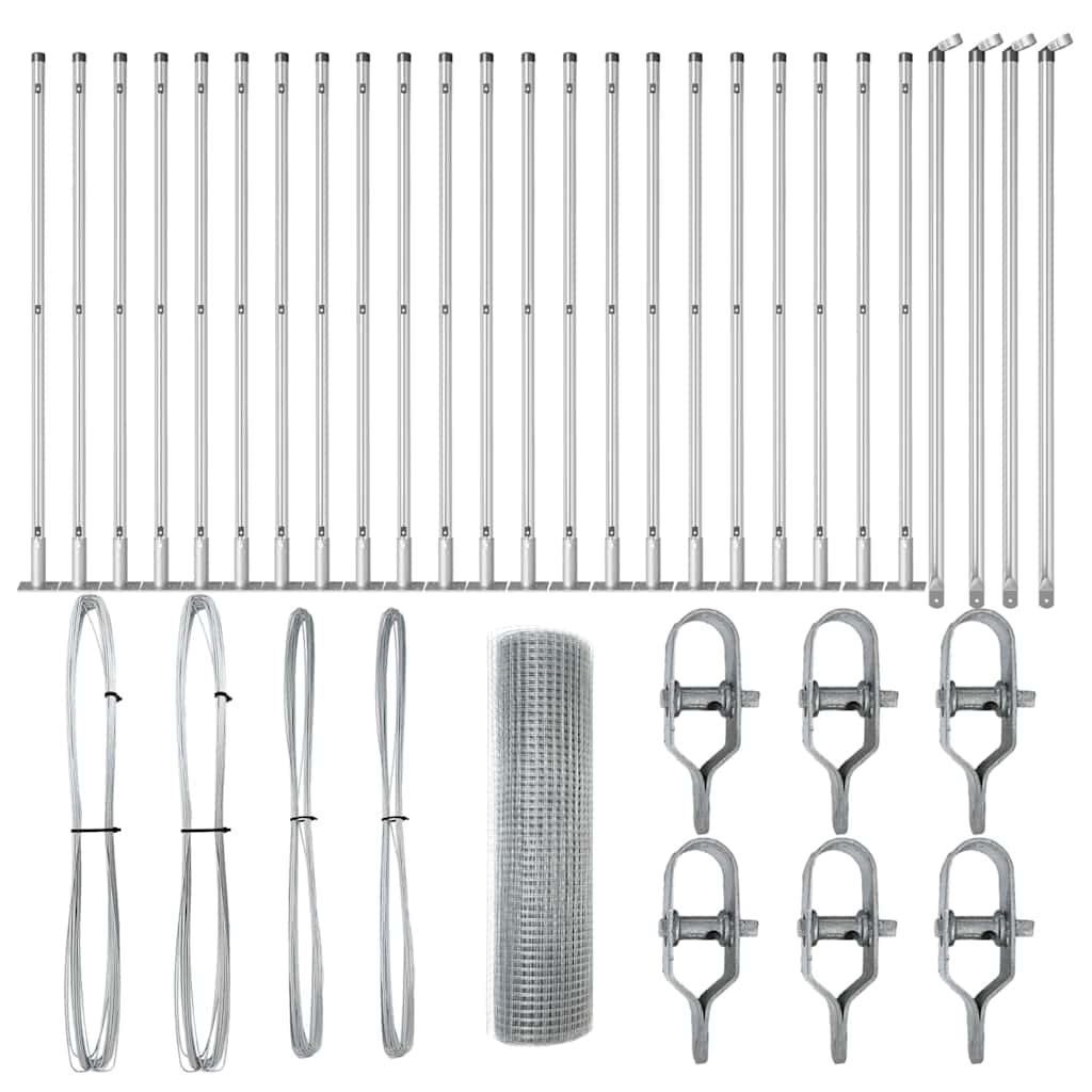 Stâlp de gard. Argintiu 50 x 1 m (rulou de plasă 12 x 12 mm)