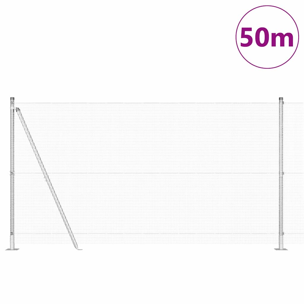 Stâlp de gard. Argintiu 50 x 1,2 m (plasã de 12 x 12 mm) Oțel