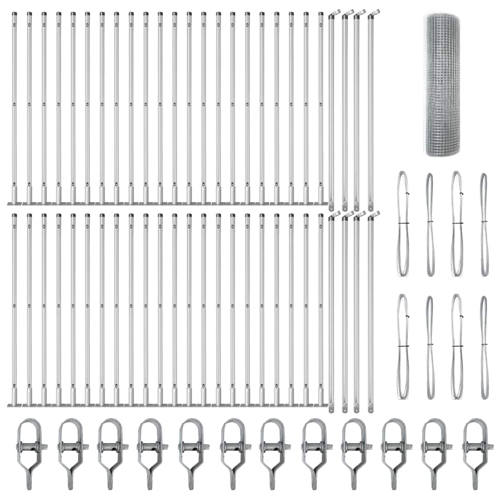 Stâlp de gard. Argintiu 100 x 0,6 m (plasă de 12 x 12 mm) Oțel