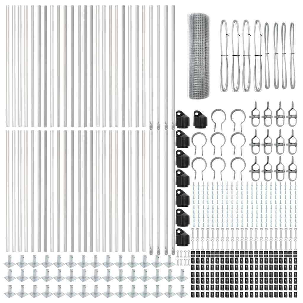 Stâlp de gard. Argintiu 100 x 0,6 m (plasă 19 x 19 mm) Oțel