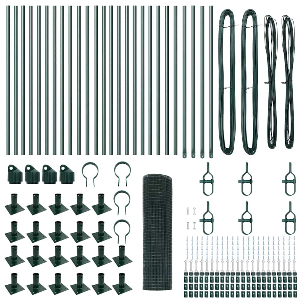 Stâlp de gard. Verde 50 x 1 m (plasă 16 x 16 mm) Oțel și PVC