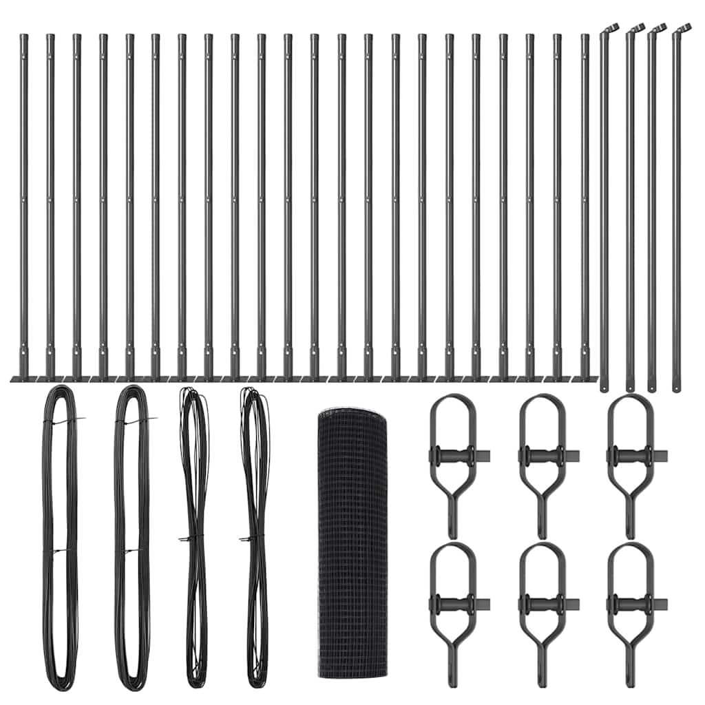 Stâlp de gard. Gri 50 x 1 m (rulou de plasă 12 x 12 mm)