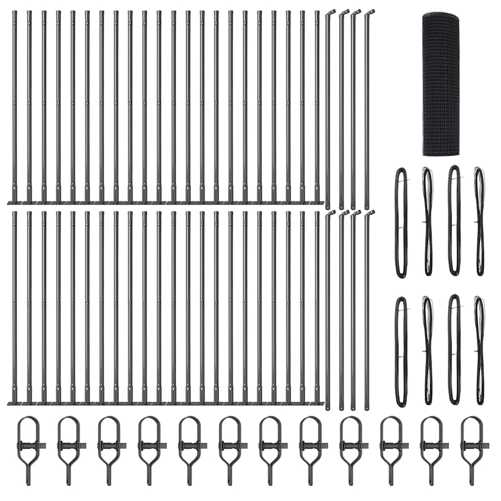 Stâlp de gard. Gri 100 x 0,5 m (plasă de 16 x 16 mm)