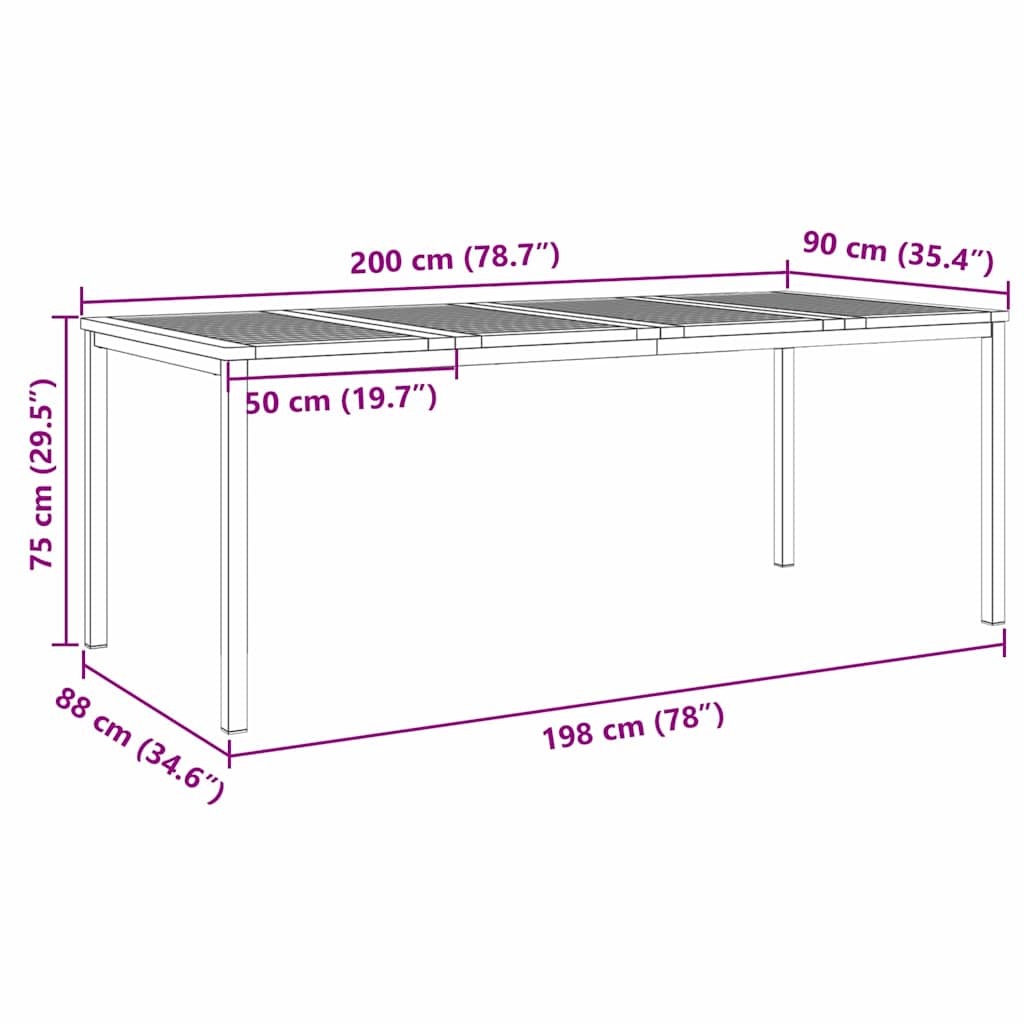 MasaDeCina Maro 200 x 90 x 75 cm Lemn solid de tec