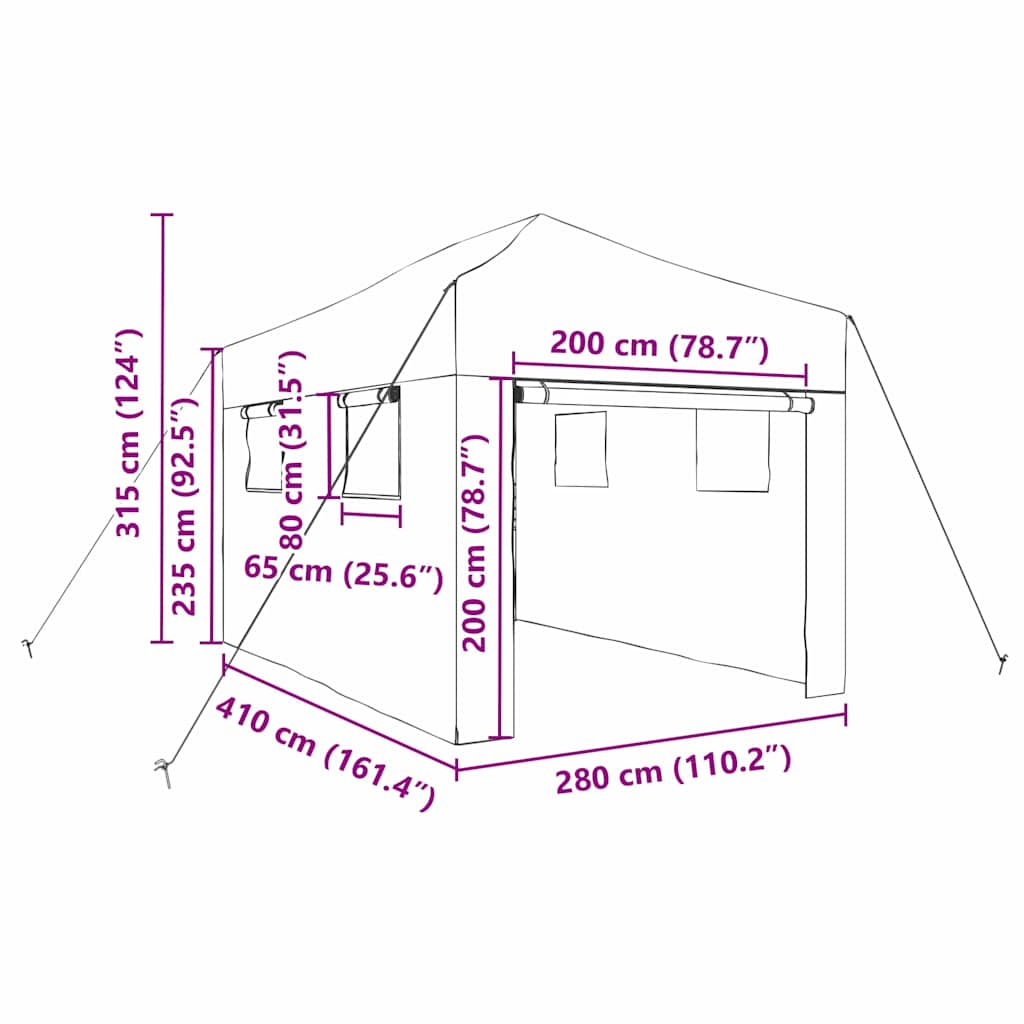 Seră cu cadru pop-up cu acoperiș Verde 280 x 410 x 315 cm Fier