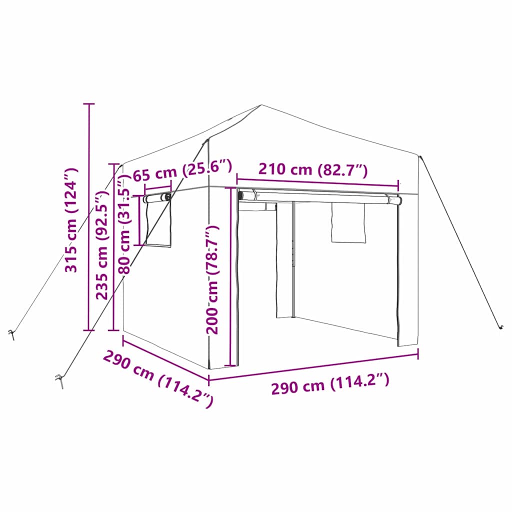 Seră cu cadru pop-up cu acoperiș Verde 290 x 290 x 315 cm Fier