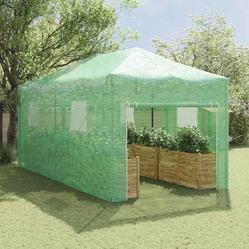 Seră cu cadru pop-up cu acoperiș Verde 290 x 580 x 315 cm Fier