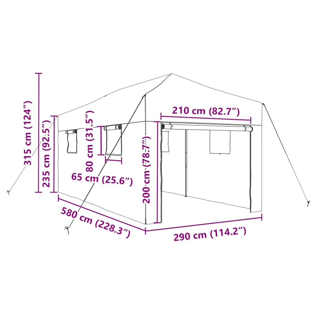 Seră cu cadru pop-up cu acoperiș Verde 290 x 580 x 315 cm Fier