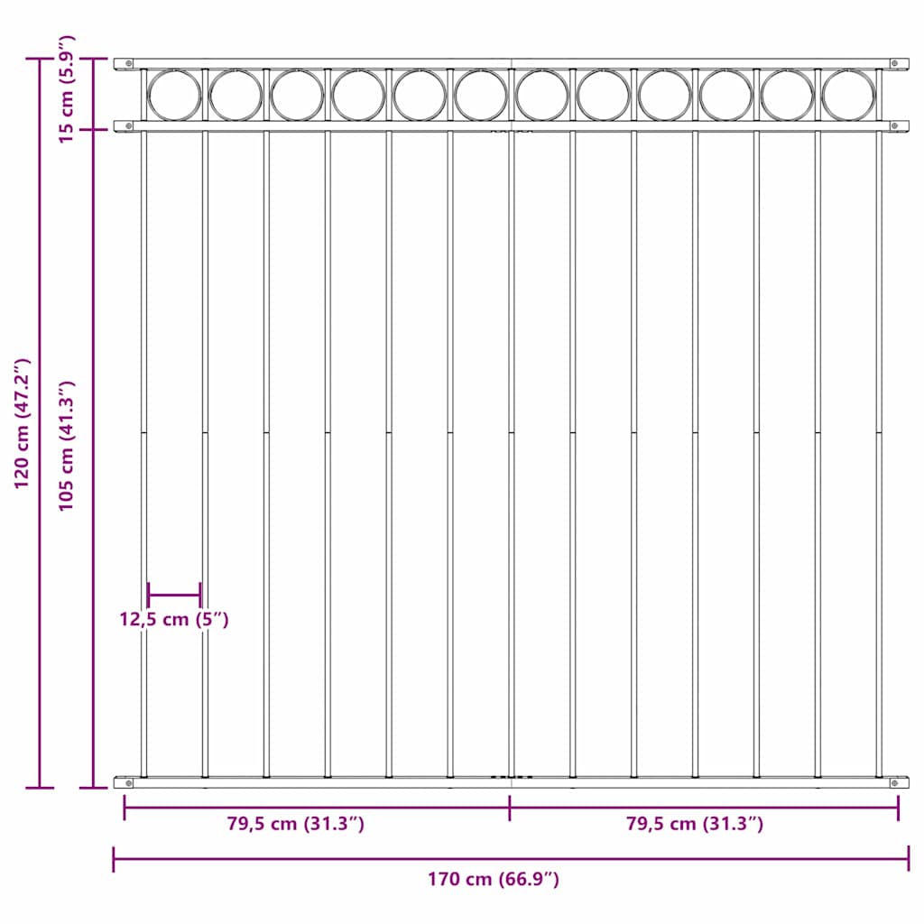 Element de gard Gri 170 x 120 cm Oțel