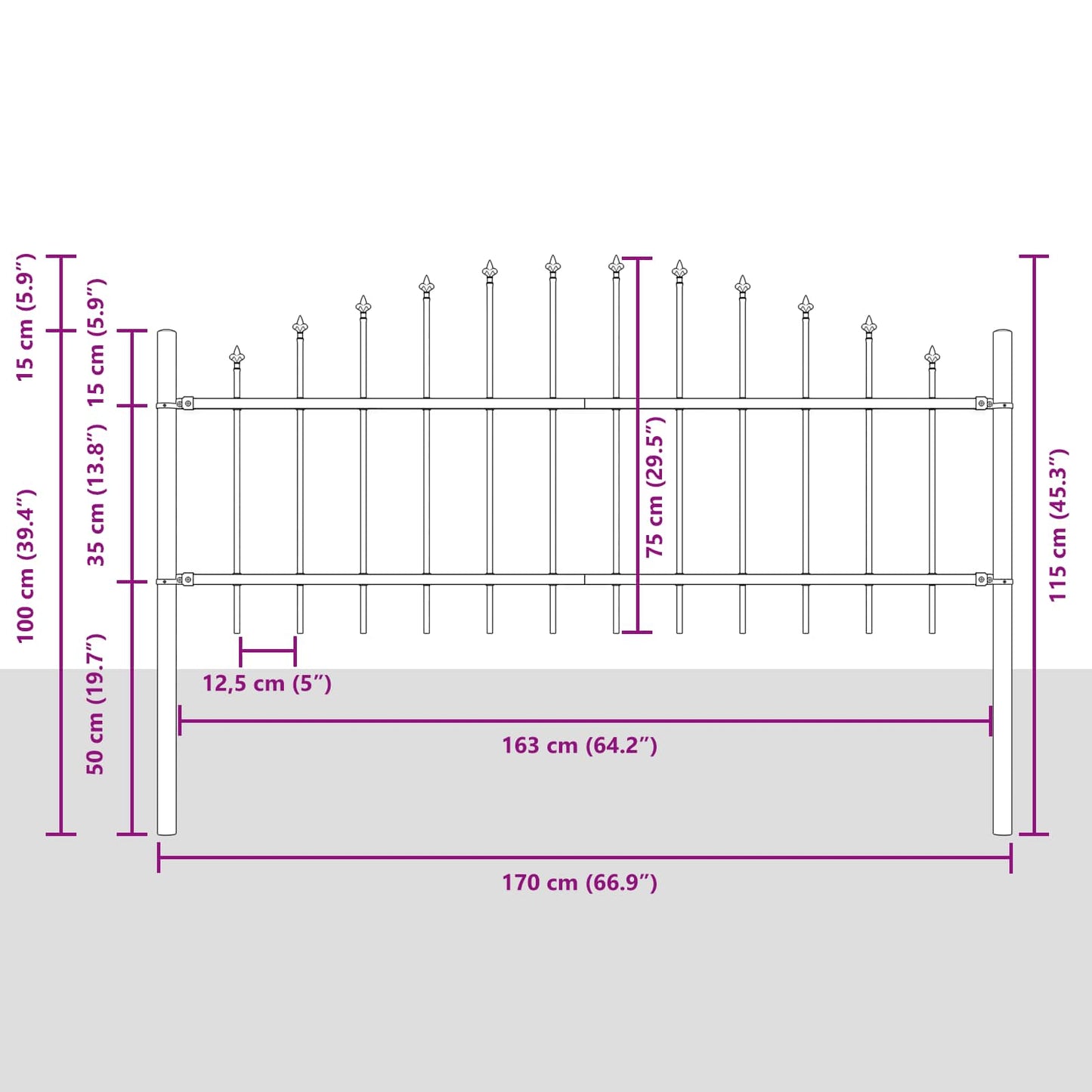 Gard de Grădină Alb 170 x 140 cm Oțel vopsit electrostatic