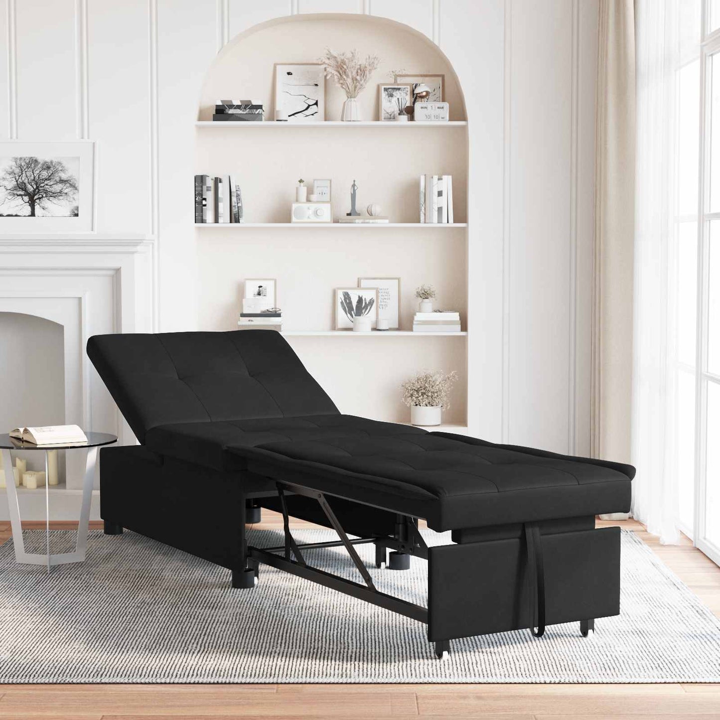 Pat canapea Negru 194 x 67 x 82 cm Microfibră