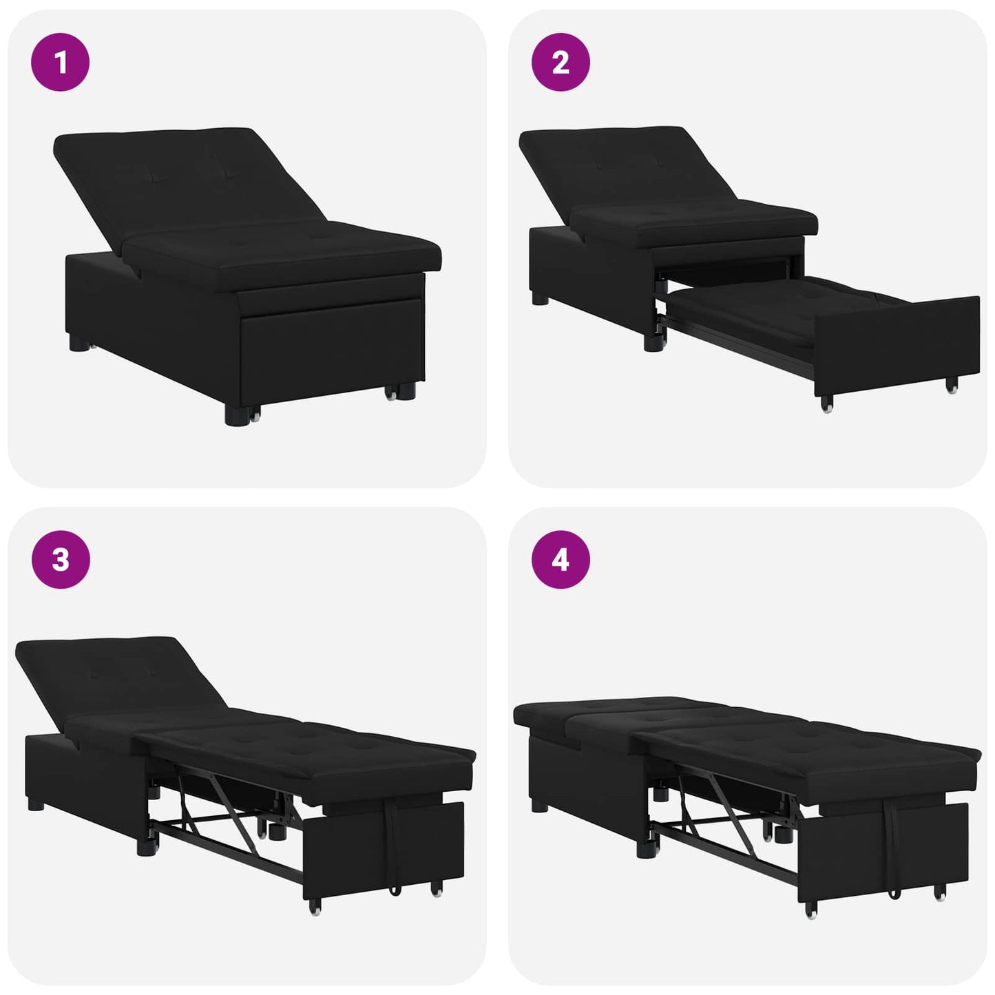 Pat canapea Negru 194 x 67 x 82 cm Microfibră