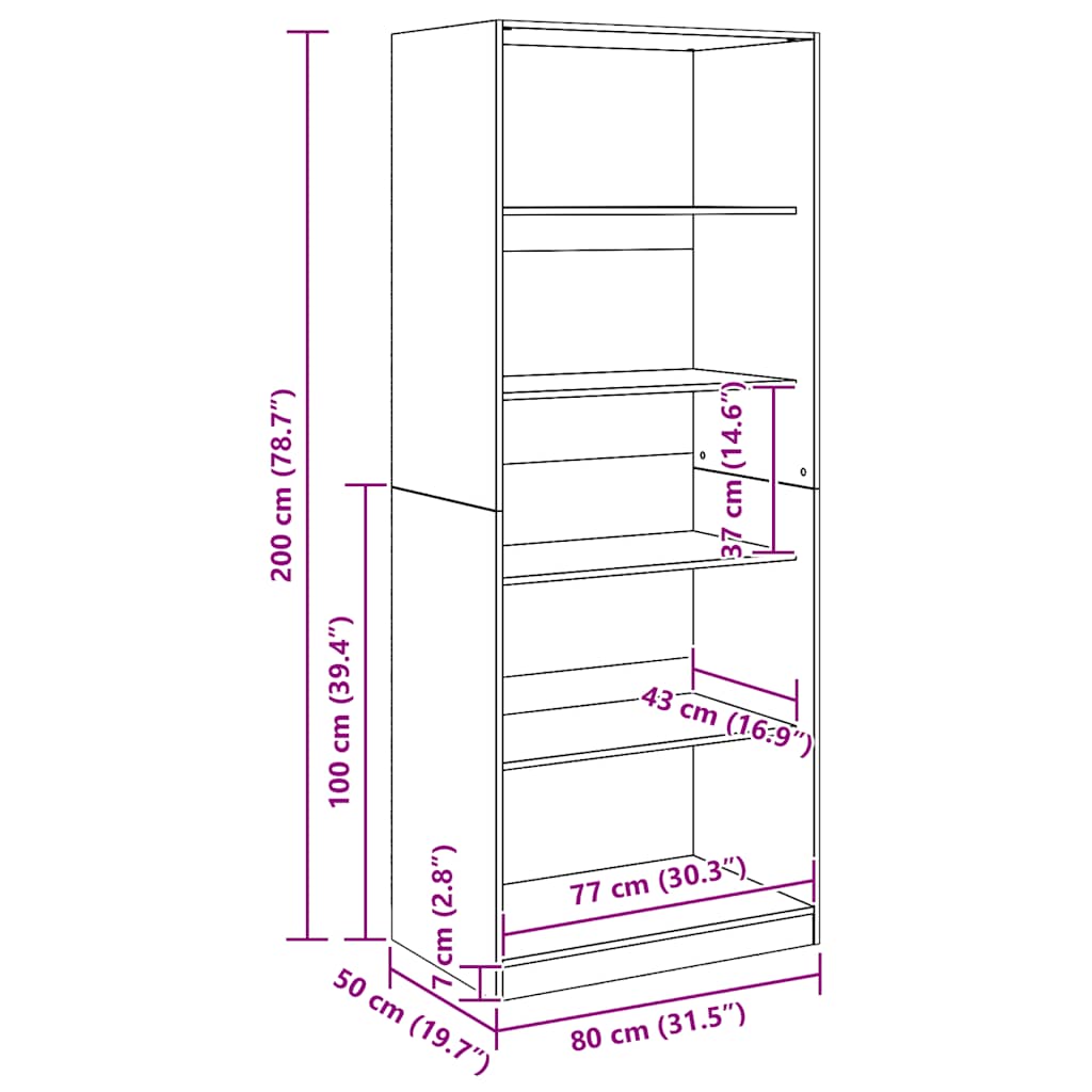 Șifonier, stejar artizanal, 80x50x200 cm, lemn prelucrat