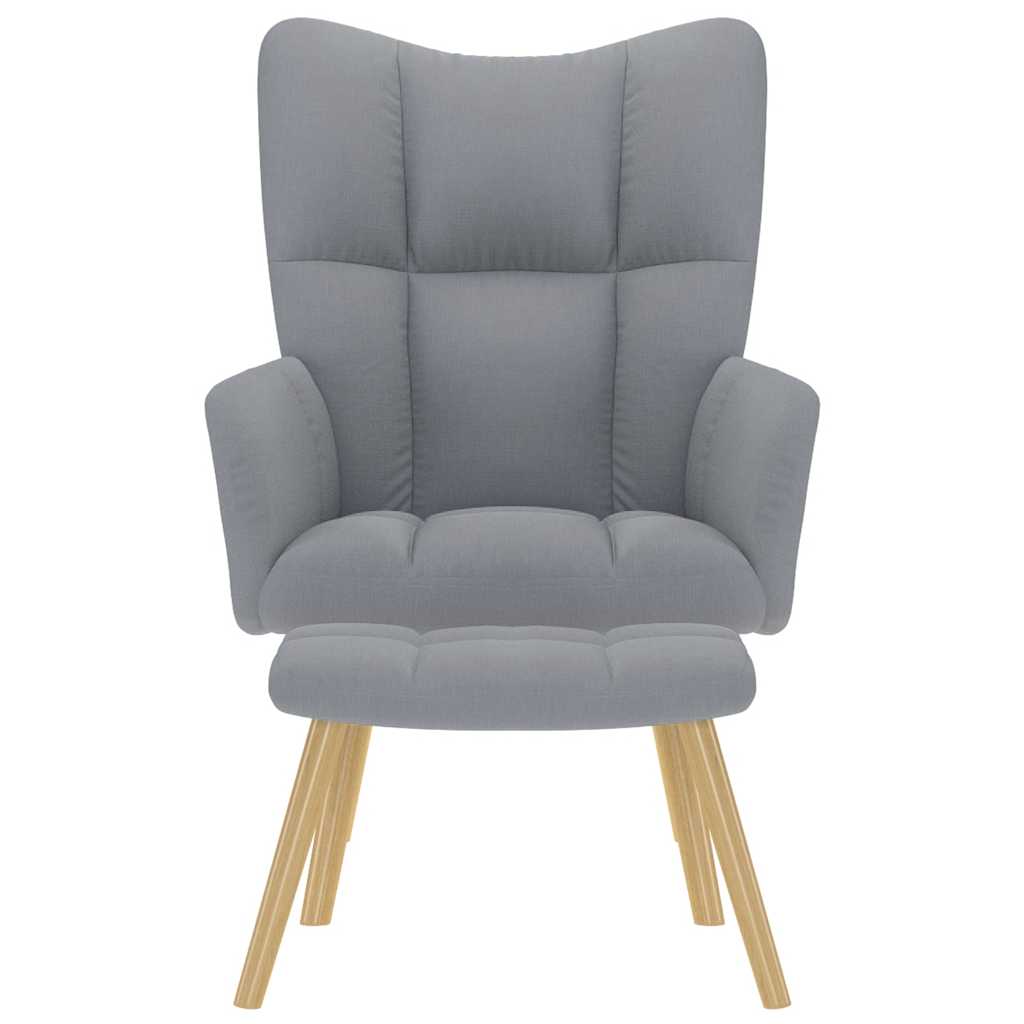 Scaun de relaxare cu taburet, gri deschis, textil