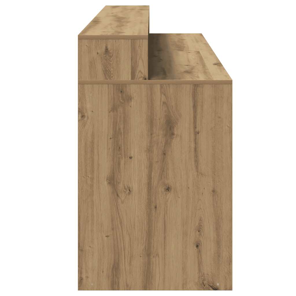 Birou cu lumini LED stejar artizanal 200x55x91cm lemn prelucrat